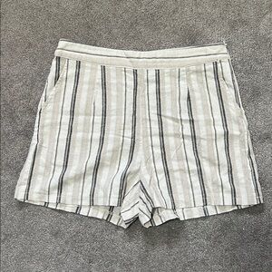 Hem & Thread High Wait Striped Cotton Linen Shorts Size Large